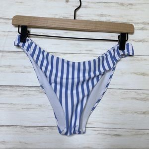 Shein Blue White Striped Bikini Swim Bottom - Small